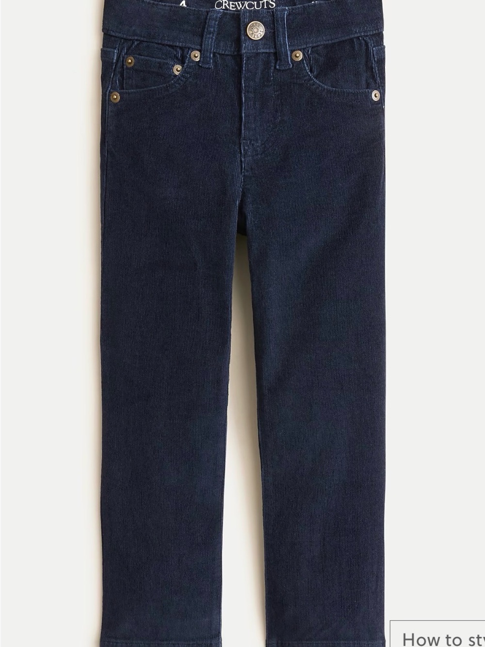 J. Crew Crewcuts Dark Navy Corduroy Straight Pants